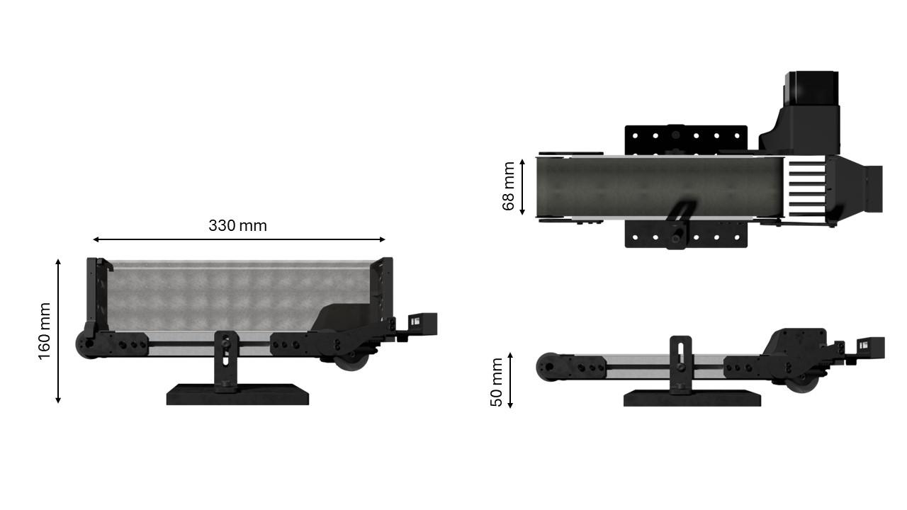dimensions of Compact Benchtop treadmill for mice