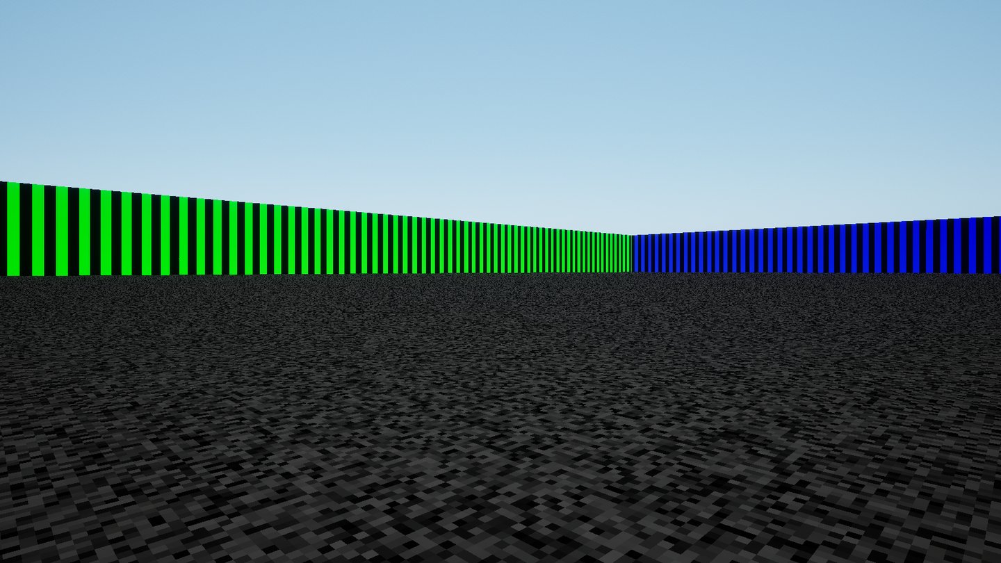 Open Field arena with green and blue striped walls and a granular floor